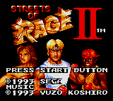 Streets of Rage II Title Screen